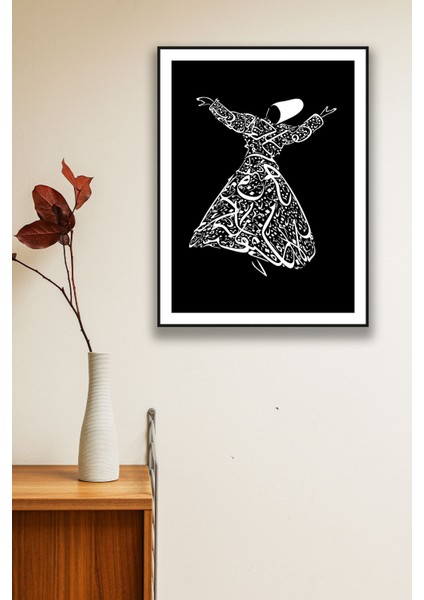 Mevlana Semazen Çerçeve Görünümlü Ahşap Islami Tablo Modeli, Ev, Ofis Dini Duvar Dekorasyonu