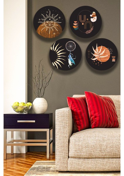 4 Parça Ahşap Siyah Tablo Modeli, Oturma Odası, Yatak Odası, Salon Ofis Estetik Duvar Dekorasyonu