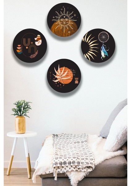 4 Parça Ahşap Siyah Tablo Modeli, Oturma Odası, Yatak Odası, Salon Ofis Estetik Duvar Dekorasyonu fiyatları