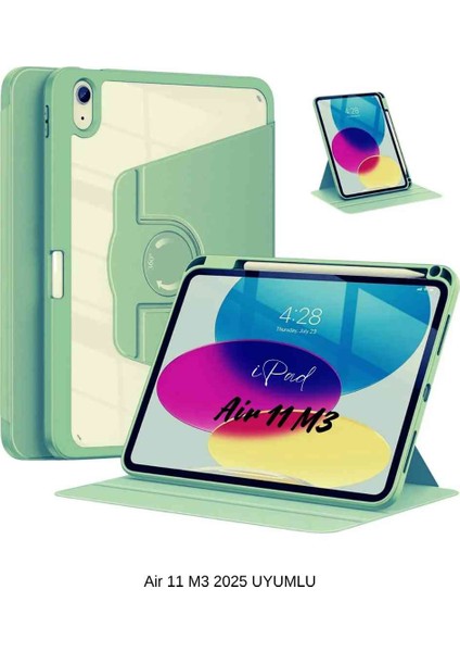 Apple iPad Air 11 2025 M3 Çip Uyumlu 360° Dönebilen Yatay Dikey Standlı Fuchsia Pino Tablet Kılıfı