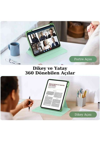 Apple iPad Air 11 2025 M3 Çip Uyumlu 360° Dönebilen Yatay Dikey Standlı Fuchsia Pino Tablet Kılıfı