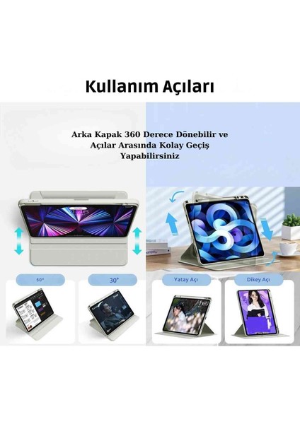 Apple iPad Air 11 2025 M3 Çip Uyumlu 360° Dönebilen Yatay Dikey Standlı Fuchsia Pino Tablet Kılıfı