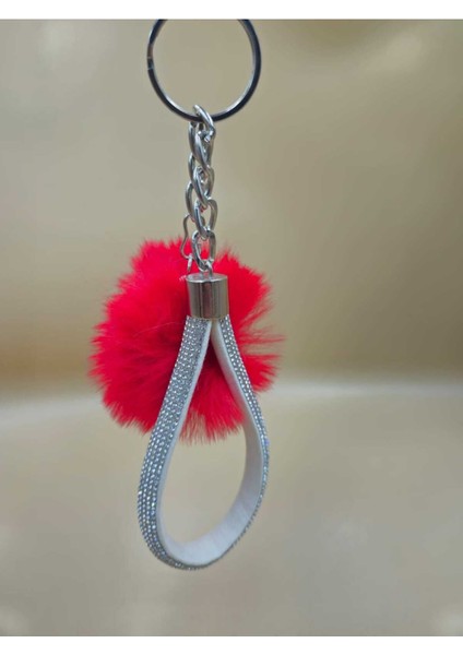 Gümüş Angel Anahtarlık Minik Ponpon Seçenekli Kırmızı Ponpon fiyatları