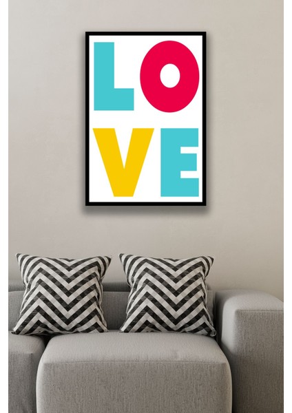 Love Yazı Çerçeve Görünümlü Ahşap Mdf Tablo Modeli, Oturma Odası, Salon, Ofis, Yatak Odası Dekoru