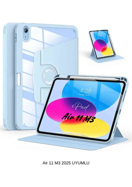 Apple iPad Air 11 2025 M3 Çip Uyumlu 360° Dönebilen Yatay Dikey Standlı Fuchsia Pino Tablet Kılıfı