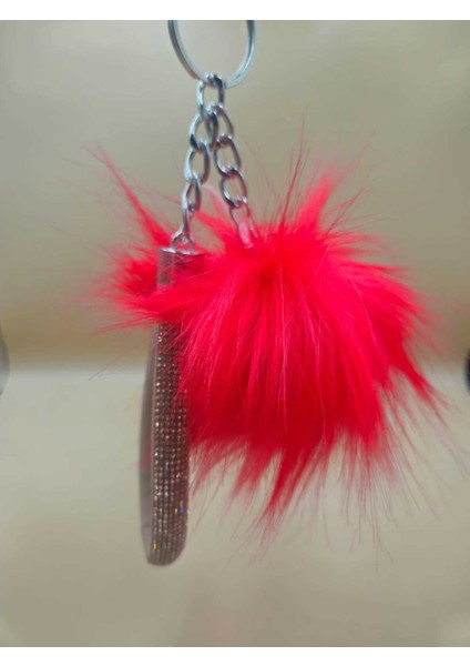 Camel Taşlı Tilki Tüyü Kırmızı Angel Anahtarlık modelleri