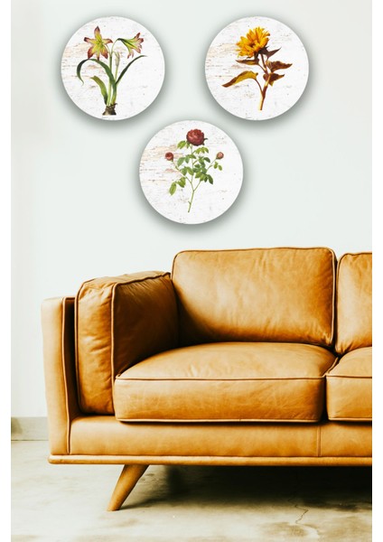 Çiçek Tablo Seti, 3'lü Dekoratif Vintage Süs, Oturma Odası, Yatak Odası, Salon, Ofis Duvar Dekoru fiyatları