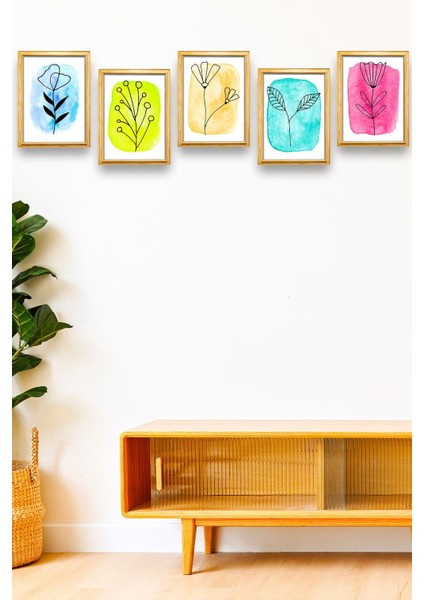5 Parça Çerçeve Görünümlü Mdf Tablo Seti, Oturma Odası, Salon, Ofis, Ev Duvar Tablosu fiyatları