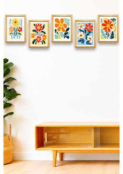 5 Parça Çerçeve Görünümlü Mdf Tablo Seti, Oturma Odası, Salon, Ofis, Ev Duvar Tablosu fiyatları