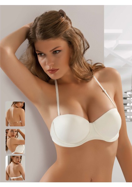 Ivonne Basıc Bra - 7042 Destekli Dolgulu Sırtı Şeffaf Straplez Sütyen modelleri