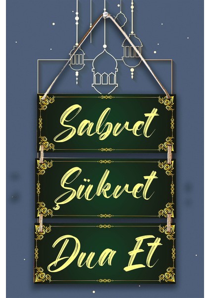 Sabret Şükret Dua Et 3'lü Dekoratif Mdf Tablo Seti, Ev, Oturma Odası, Salon, Ofis Dekoru modelleri