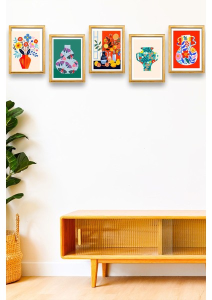 5 Parça Çerçeve Görünümlü Mdf Tablo Seti, Oturma Odası, Salon, Ofis, Ev Duvar Tablosu fiyatları