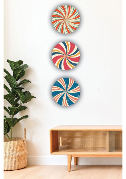 Çark Desenli 3 Parça Mdf Tablo Modeli, Şık Ev Dekorasyonu, Salon, Oturma Odası, Ofis Duvar Süsü modelleri