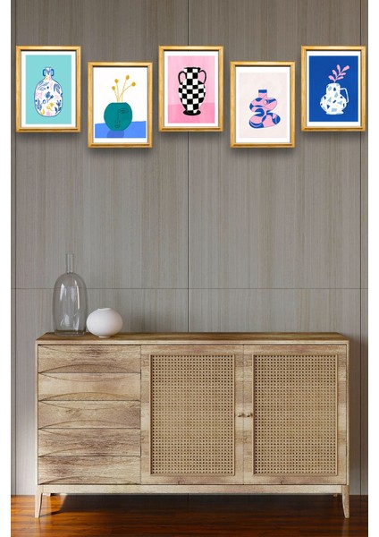 5 Parça Çerçeve Görünümlü Mdf Tablo Seti, Oturma Odası, Salon, Ofis, Ev Duvar Tablosu fiyatları