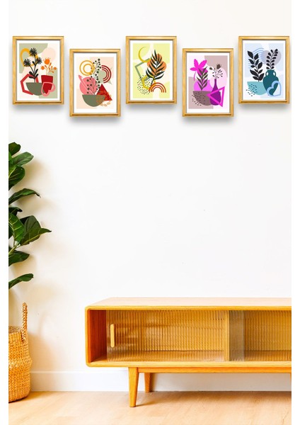 5 Parça Çerçeve Görünümlü Mdf Tablo Seti, Oturma Odası, Salon, Ofis, Ev Duvar Tablosu fiyatları