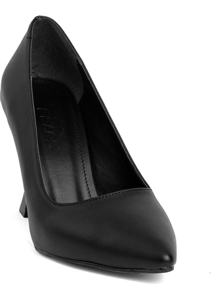 820 Kadın Kadeh Ökçeli Stiletto Siyah Cilt