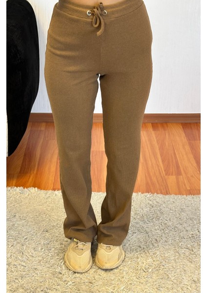 Fitilli Esnek Kumaş Basic Takım Camel