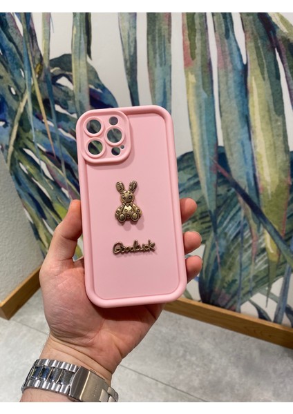 Apple iPhone 13 Pro Max Uyumlu Sevimli Tavşan Figürlü Koruyucu Silikon Kılıf