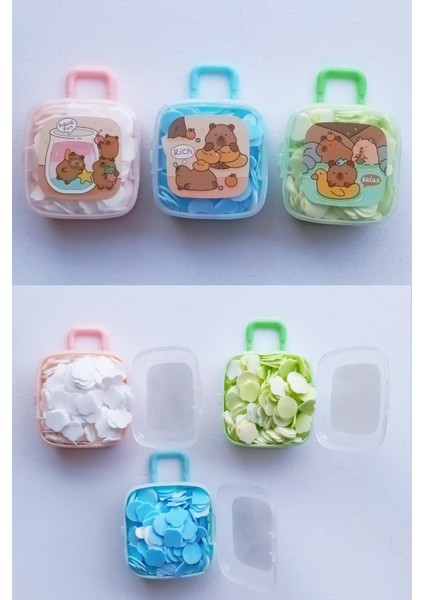 3 Kutu Bavul Tasarımlı 600 Yaprak Parfümlü Eriyen Mini Kağıt Sabun El Sabunu Model 2