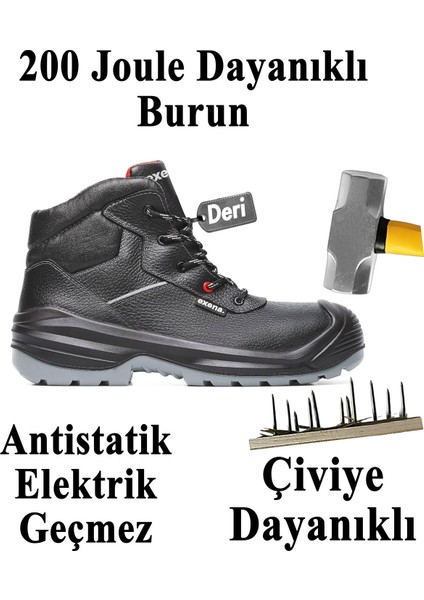 İş Güvenliği Ayakkabısı Hakiki Deri 45 Numara Kompozit Burunlu Bağcıklı İnşaatçı Ayakkabı Çizme