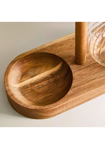 Borosilikat Cam ve Bambu Yağlık & Sirkelik Seti – 2'li, Doğal Ahşap Standlı, Şık Tasarım indirimleri