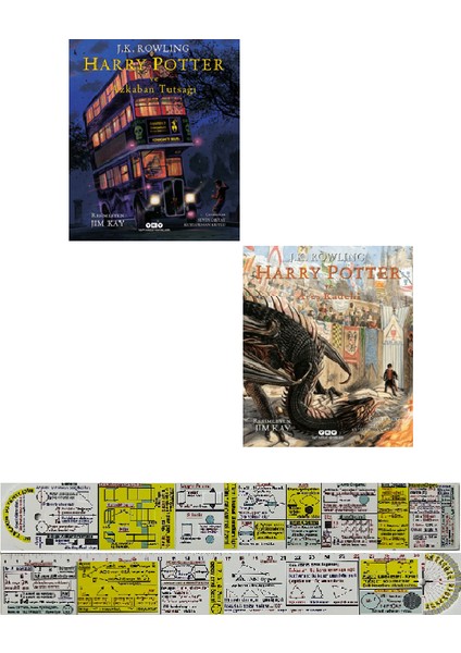 Harry Potter Azkaban Tutsağı + Ateş Kadehi Özel Baskılar Set (Ciltli) + Mat. Öğreten Cetvel