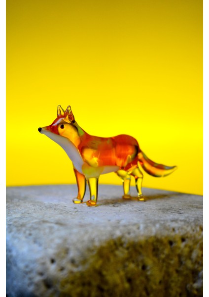 Özel Tasarım El Yapımı Sıcak Cam Heykel Tilki Biblosu