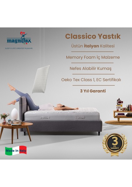 Classico Yastık | Nefes Alabilir Memory Form Özelliği ile Derin Uyku Deneyimi | Lüks ve Sağlığın Buluştuğu Nokta | Made In Italy