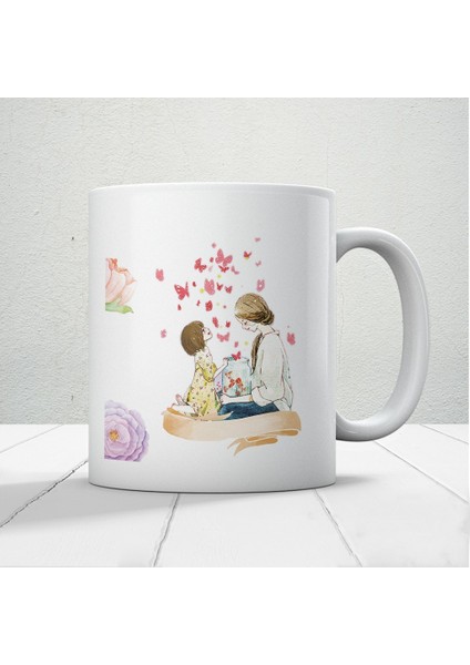 Anneye Özel 1 Adet Mesajlı Tasarım-Annelerin Kalbini Isıtacak Anneler Günü Hediyelik Kupa fiyatları