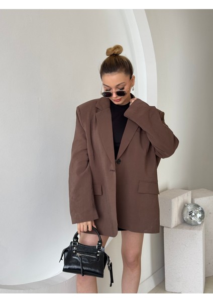 Kahverengi Oversize Blazer Ceket