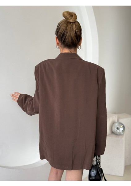 Kahverengi Oversize Blazer Ceket