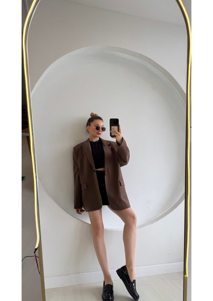 Kahverengi Oversize Blazer Ceket