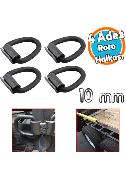 Roro Sallama Halkası Kaynak Klipli Karoser Römork Dorse Yük Sabitleme Metal Halka Bağlama Kancası 4 Adet