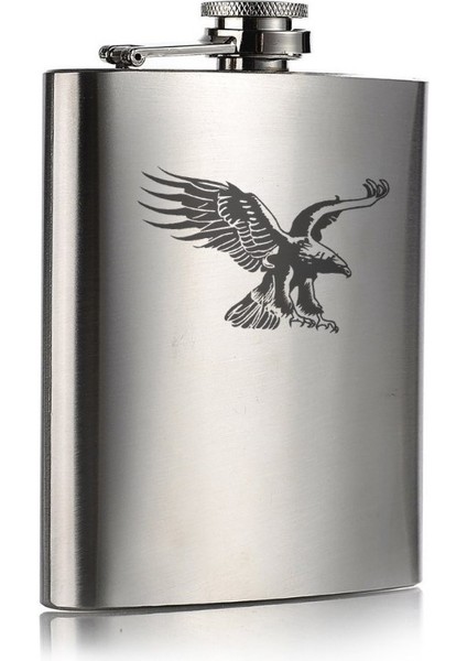 Kartal Temalı 9 Oz Paslanmaz Çelik Cep Matarası 266 ml Içki Viski Konyak Alkol Matarası