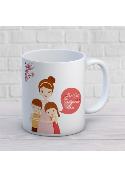 Seni Çok Seviyoruz Anne Yazılı 1 Adet Anneler Günü Hediyelik Kupa fiyatları