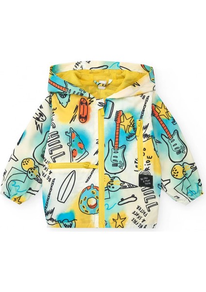 Tuc Tuc Erkek Çocuk Paten Desenli Yağmurluk 4-7 Yaş Sarı