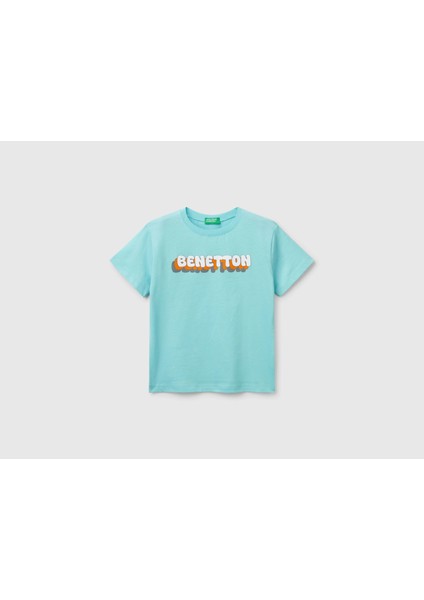 Erkek Çocuk Baskılı Tshirt 1-6 Yaş Turkuaz