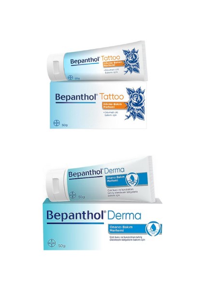 Tattoo Dövme Bakım Merhemi 50 gr + Bepanthol Derma Onarıcı Bakım Merhemi 50 gr