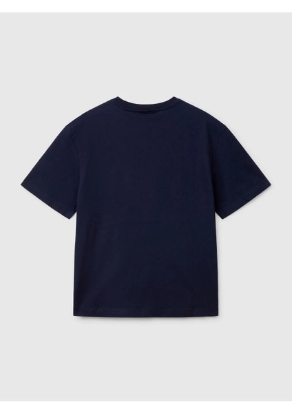 Erkek Çocuk Basketbol Baskılı Tshirt 6-14 Yaş Lacivert