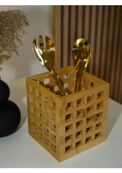 Badehome Decoration Doğal Bambu Kafes Kaşıklık Organizer