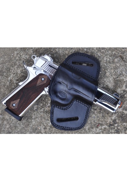 1911 Deri Silah Kılıfı - Hızlı Çekim - Sağ El - Colt , Kimber, Ruger - Vaketa Deri Özel El Yapımı