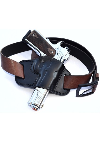 1911 Deri Silah Kılıfı - Hızlı Çekim - Sağ El - Colt , Kimber, Ruger - Vaketa Deri Özel El Yapımı