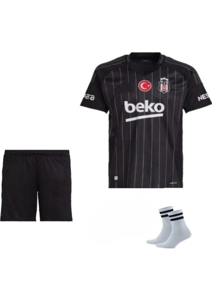 B.e.ş.ik.ta.ş Syah Deplaman Çocuk Forma Takımı 4'lü Set Çorap+Bileklik