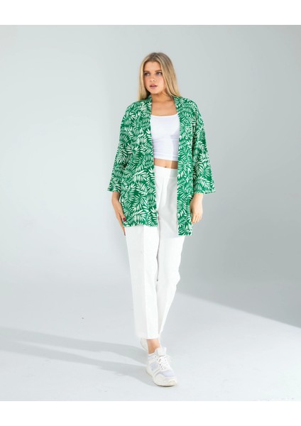 Çiçek Desen Yeşil Kimono fırsatları