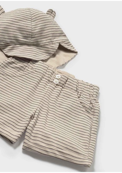 Yazlık Erkek Bebek Şapkalı 2'li Takım - Ekru indirimleri