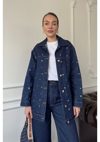 Beli Kuşaklı Denim Ceket- Mavi fırsatları