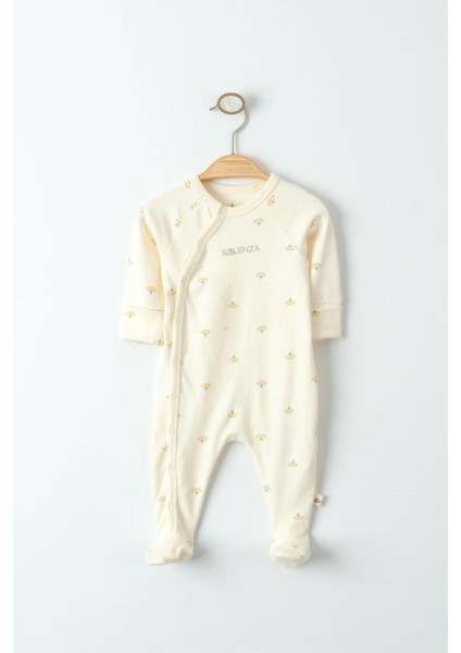 Organik Lotus Desenli Unisex Bebek Tulum