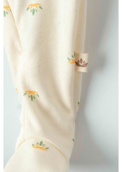 Organik Lotus Desenli Unisex Bebek Tulum