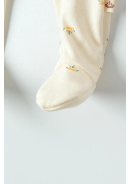 Organik Lotus Desenli Unisex Bebek Tulum