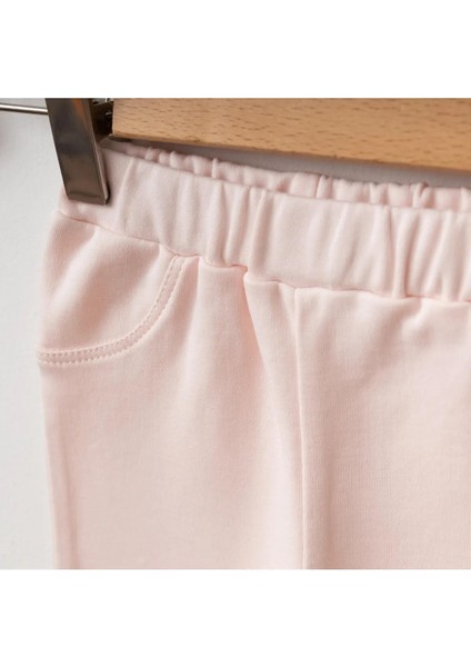 Kız Bebek Bebe Yaka Tavşan Baskılı Sweat ve Pantolon 2'li Takım